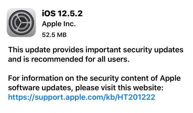 桥头镇苹果手机维修分享iOS12.5.2发布，建议所有老苹果用户安装 